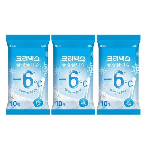 크리넥스 쿨링 물티슈 휴대형, 10매, 3개