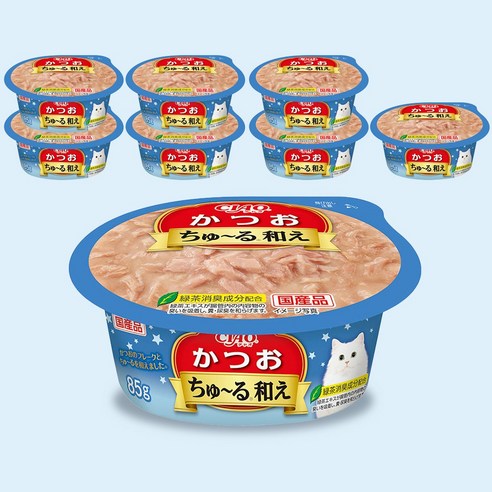 이나바 고양이 CIAO 츄르 범벅컵, 8개, 85g, 가다랑어