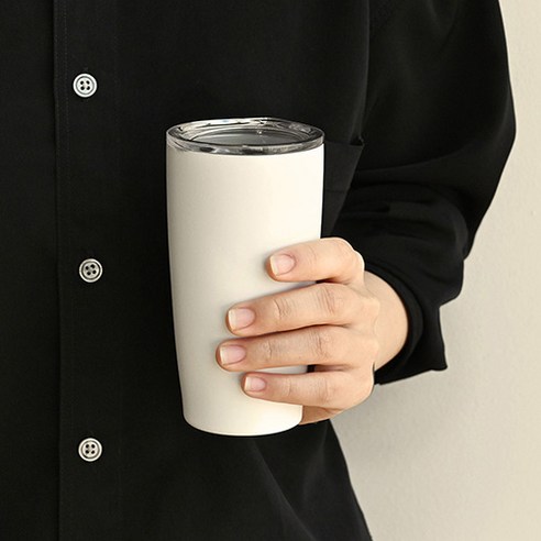 하이픈 텀블러 300ml 무지, 기본투명 뚜껑, 화이트