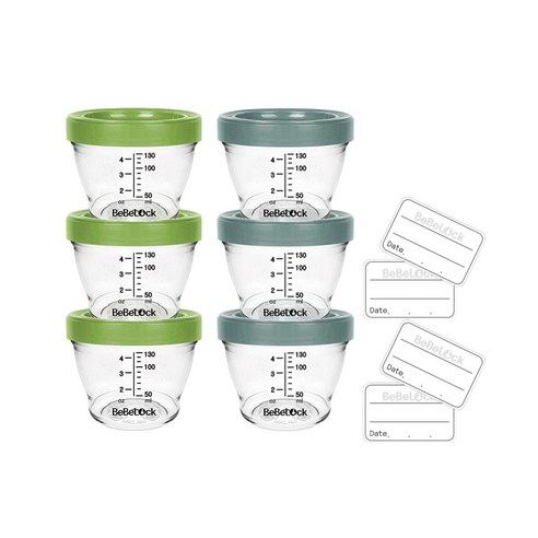 [베베락] 포네르 트라이탄 이유식용기 130ml (6개입), 포네르130ml(올리브3P블루그레이3P), 6개