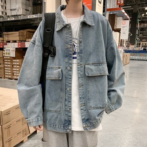 KORELAN봄 가을 일계 인스타그램 작업복 데님 재킷