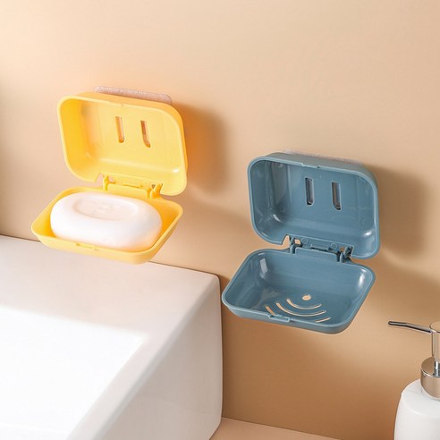 FULE KORELAN 매우 유용한 일상 가제트2716 방수 비누 박스 빨판 벽걸이식 비누 박스 받침대 아스팔트 화장실 펀치 면제 비치 비누 박스, 청색