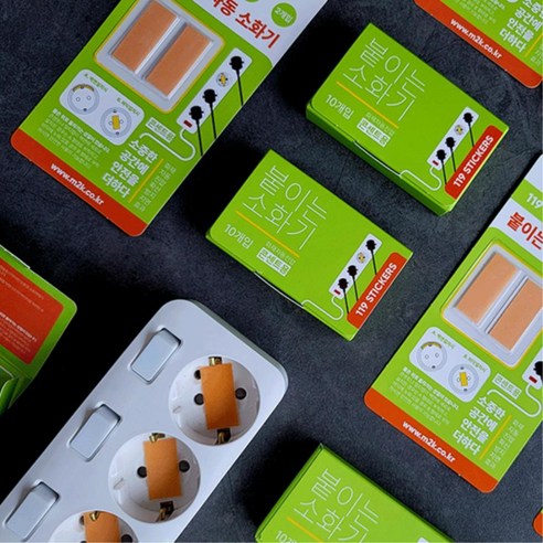 콘센트 멀티탭 소화 패치 스티커 붙이는소화기 화재방지 소방용품 화재예방, 콘센트용 소화패치스티커 10패치, 1개