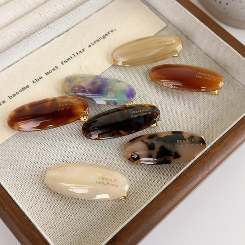 프랑스핀 추천 상품쇼미타임 귀염뿜뿜 옆머리 타원 포인트 프랑스 헤어집게핀- [ 1세트 동일색상 2개포함 ] 제품 사진