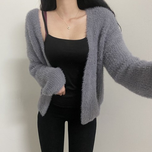 VANANA2 여성 섹시 청순 캐주얼 꾸안꾸 부클 오픈 가디건 4color