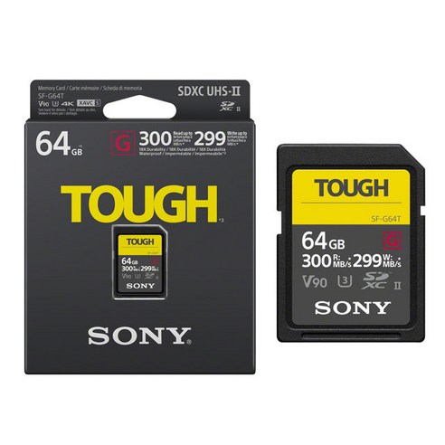 소니정품 터프 SD카드 UHS-II V90 R300/W299 SD카드 방수 방진 TOUGH 64G 128G 256G, 64GB