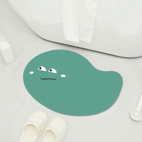 디아쿠아 몬스터 빨아쓰는 욕실 주방 논슬립 소프트 규조토 발매트, 고스트그린