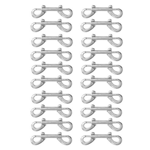 20x 헤비 듀티 더블 엔드 스냅 볼트 클립 키 ​​홀더 수하물 용 카라비너, 합금, 실버