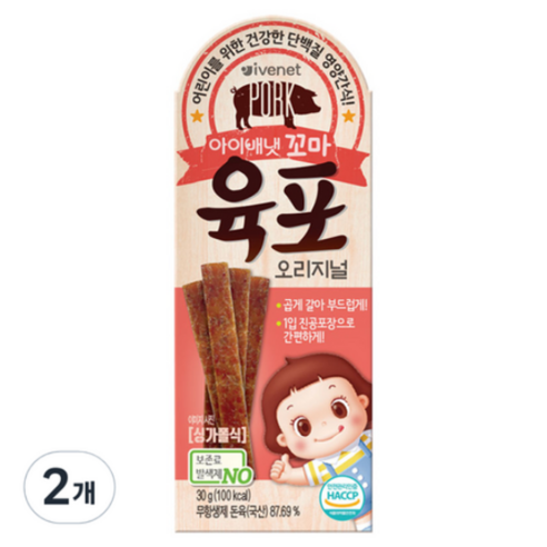 백앤 아이배냇 꼬마 육포 오리지널, 30g, 2개
분유/어린이식품 백앤 아이배냇 꼬마 육포 오리지널, 30g, 2개
분유/어린이식품