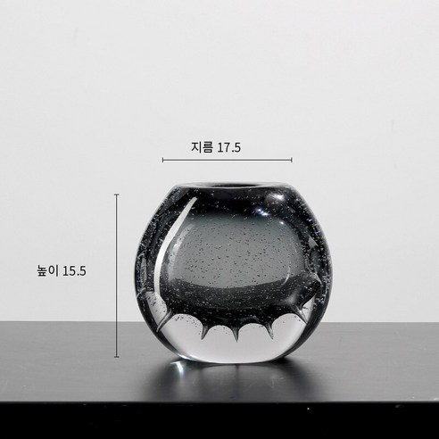 고급 체코 크리스탈 버블 꽃병 장식 거실 꽃꽂이 창의적인 유리 인터넷 레드 투명 식탁 꽃병, 회색-, 하나