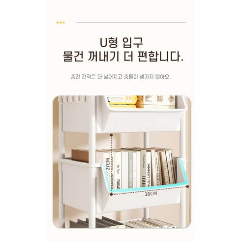 DS 이동식 트롤리 카트 수납선반 다장소적용, 화이트