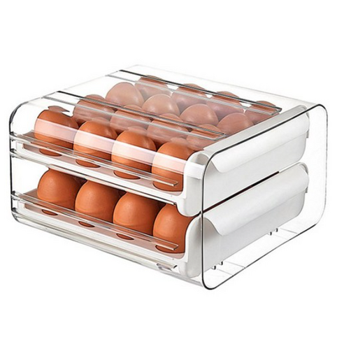 유스너그 냉장고 서랍형 계란 수납 보관함 32칸 그레이, 화이트, 1개