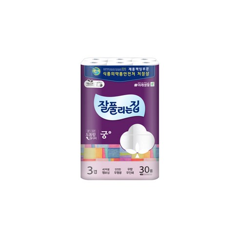 잘풀리는집 3겹 궁화장지 30롤 롤화장지 3겹롤 휴지 3겹두루마리화장지/3겹두루마리휴지/두루마리휴지3겹/부드러운화장지/롤휴지/화장실휴지/화장지/가정용화장지/3겹휴지/휴지, 1개