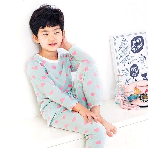 이라인 슈가하트 아동 긴팔잠옷 상하의 세트