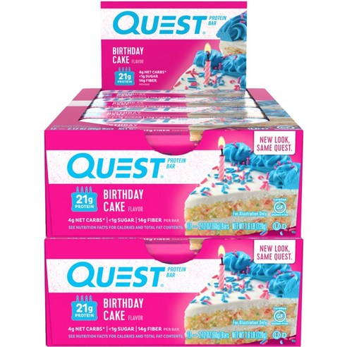 퀘스트뉴트리션 프로틴 바 60g, 벌스데이 케이크(Birthday Cake), 24개입