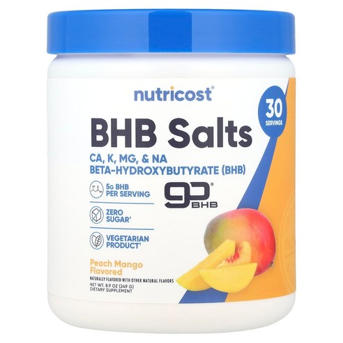 뉴트리코스트, BHB 소금, goBHB, 복숭아 망고, 249g(8.9oz) NCS-57109