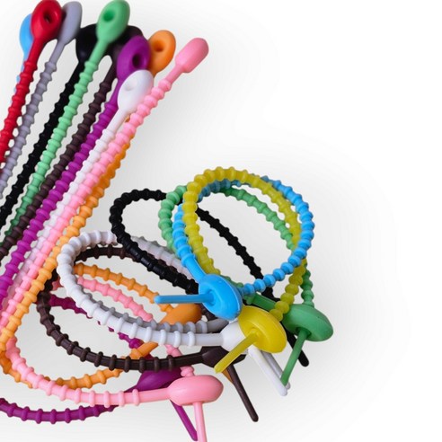 부드럽고 안전하게! 엉킨 케이블, 이제 실리콘 케이블 타이로 깔끔하게 정리하세요.