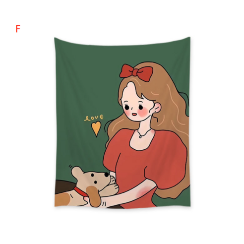 패브릭포스터 벽 장식 침실 거실 벽걸이 소녀 시리즈, F