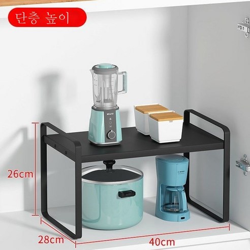 ZZJJC 홑겹 선반 철제 주방 조미료 칸막이 층간 수납 선반 펀칭 프리 다층 정리 수납물, 편철에 높이 단층 흑가 흑가 흑판 40 길이, #N/A