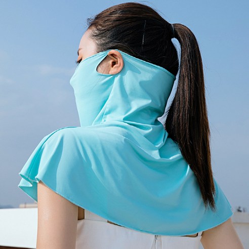 블랑뉴욕 여성용 자외선 차단 얼굴 목 마스크 햇빛가리개 스카프, 블루