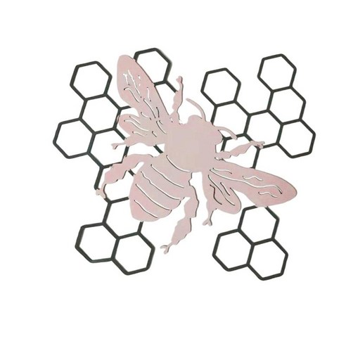 꿀벌 하이브 정원 장식 철 실루엣 나무 플러그인 장식 홈 아트 장식, 금속, 분홍