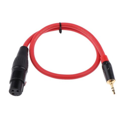3.5mm 1/8 "수-3 핀 XLR 암 헤드폰 마이크 오디오 케이블 0.5M, 레드 블랙, 50cm, 설명
