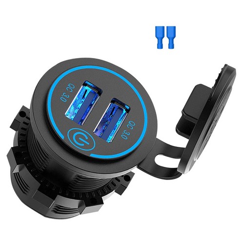 빠른 충전 3.0 듀얼 USB 자동차 충전기 소켓 방수 12V/24V QC3.0 USB 빠른 충전기 소켓 전원 콘센트 터치 스위치 D5, Type4