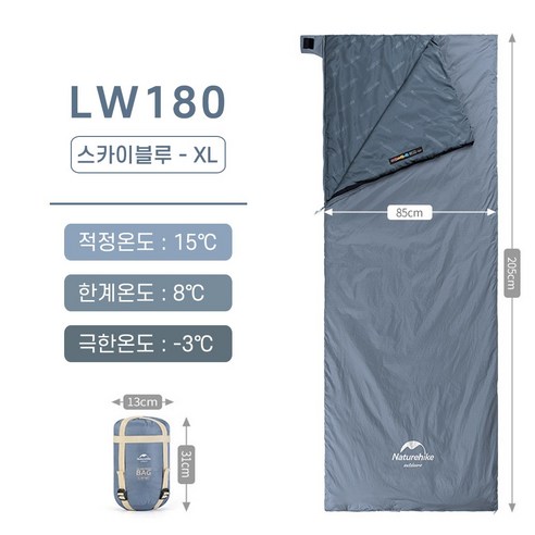 네이처하이크 초경량 NH-LW180 침낭 XL, 카이블루, 1개