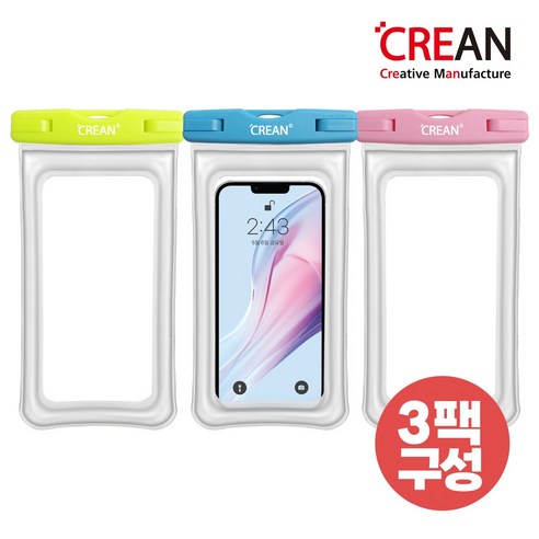 크레앙 에어쿠션 스마트폰 방수팩 3팩 (CREAIRCU3P), 방수팩 3P, 1개