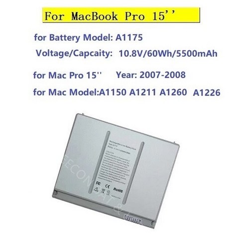 HISEECON 부품 배터리 노트북 MacBook Pro 15 16 17 인치 A1150 A1211 A1260 A1226 A1286 A1398 A1707 A199, A1175