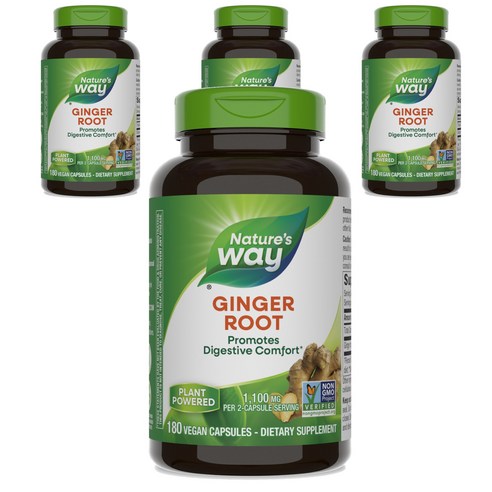네이쳐스웨이 진저 루트 550mg 비건 캡슐, 180정, 4개