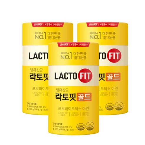 락토핏 생 유산균 골드, 50정, 100g, 3개