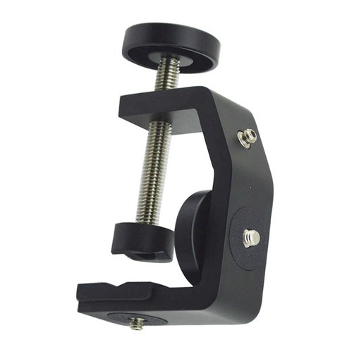 C 클램프 카메라 마운트 DSLR 카메라 용 1/4Inch 나사 어댑터로 조정 가능, 설명, 블랙, 알루미늄