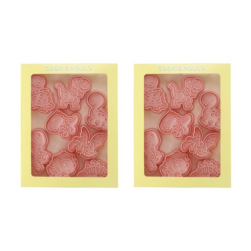 Mian Xiao Xin 비스킷 몰드 DIY 3D 입체 홈베이킹 도구 아이싱 쿠키스탬프 8종 세트, 공룡 A, 2개