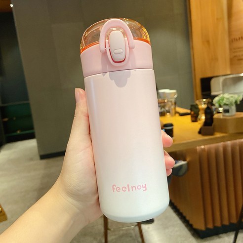 DFMEI 러블리 일본통 텀블러 여성 뷰티 304 스테인리스 물컵 심플 인스컵, 【분홍색】, 420ml