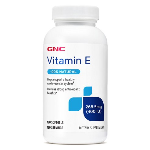 GNC 비타민 E 100% 천연 180캡슐 400 IU Vitamin 180caps, 0.3lb, 1개