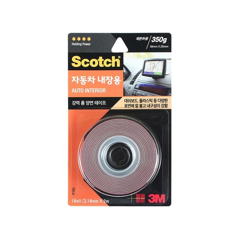 3M 스카치 자동차 내장용 폼 양면 테이프 18mm x 2m, 5개