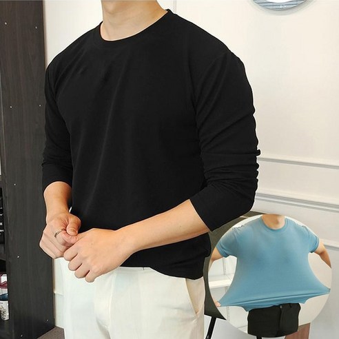 남성 쫀쫀핏 머슬핏 스판 무지 데일리 티셔츠 (반팔)
