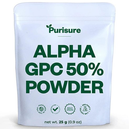 Purisure Alpha GPC 50％ 파우더 콜린 보충제 및 방향제 무드 지원 인지 향상 및 뇌 포커스 부스터 정신 선명도 기억력 성능 및 농도 향상 167회 분량, 1개 gpxicebluecdplayer Best Top5