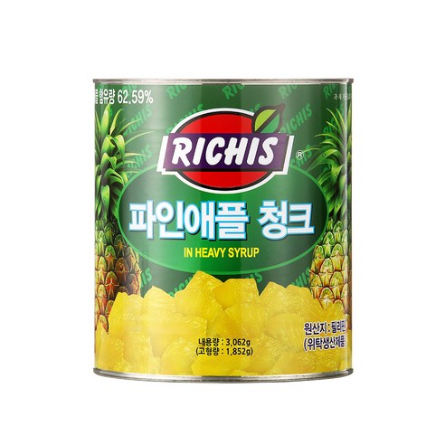 (주)동서 리치스 파인애플 청크, 3kg, 1개