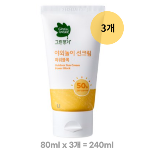 그린핑거 야외놀이 선크림 파워블록 SPF50+ PA++++, 6개, 240ml