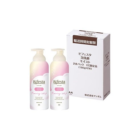 [Amazon.co.jp 한정] Bifesta(비페스타) 탄산 거품 세안 모이스트 히알루론산 콜라겐 배합 촉촉하고 촉촉한 피부에 세트 180g×2개, 2개, 180g