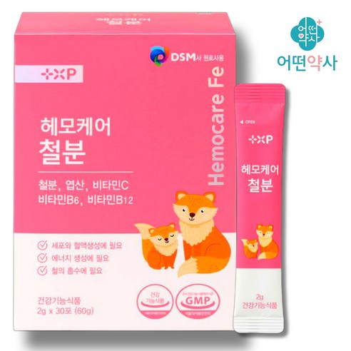 [어떤약사] 흡수율 높은 철분 분말 임산부 어린이 빈혈, 60g, 1세트