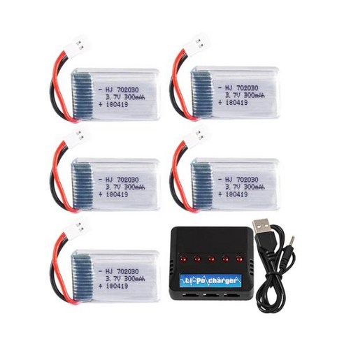 3.7V 300mAh 702030 Lipo 배터리 충전기 포함 Udi U816 U830 F180 E55 FQ777 FQ17W Hubsan H107 Syma X11C FY530 RC, [04] 5pcs C, 04 5pcs C