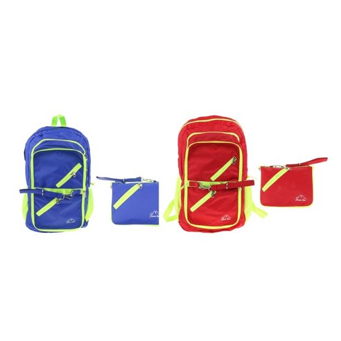 2Pcs 야외 휴대용 스포츠 배낭 여행, 40cm × 23cm × 22cm, 방수 나일론, 빨간색과 파란색