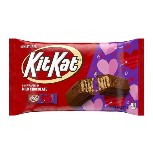 KitKat 발렌타인 미니어처 밀크 초콜릿 웨이퍼 캔디, 1개, 212g
