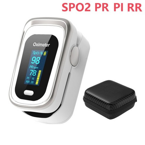 OLED PI 맥박 산소 농도계 전문 손가락 PR SpO2 혈액 포화도 측정기 RR 심박수 모니터 Pulsoksymetr 산소포화도측정기 휴대용, 02 Silver with case