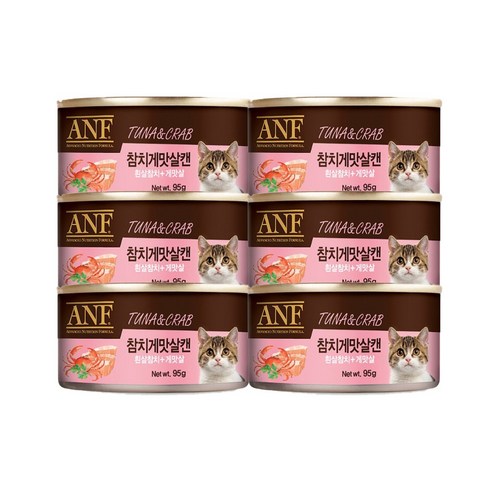 rePet 고양이캔 기호성좋은 고양이 간식 캣 캔, 참치게맛살, 95g, 6개