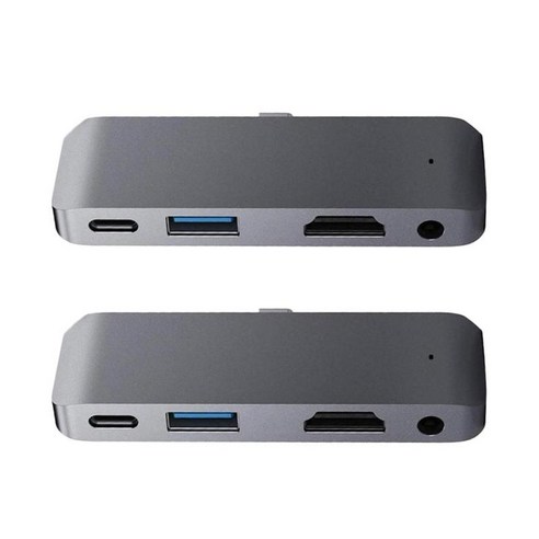 2pcs 4 in 1 유형 C 어댑터 USB C PD 충전 4K HDMI USB 3.0 3.5mm 오디오 출력 프로 2018 등 회색, 95x30x10mm, 알루미늄 합금