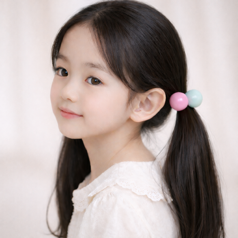 반반하니 큰볼 투컬러 가벼운 아동 머리방울 여아머리끈